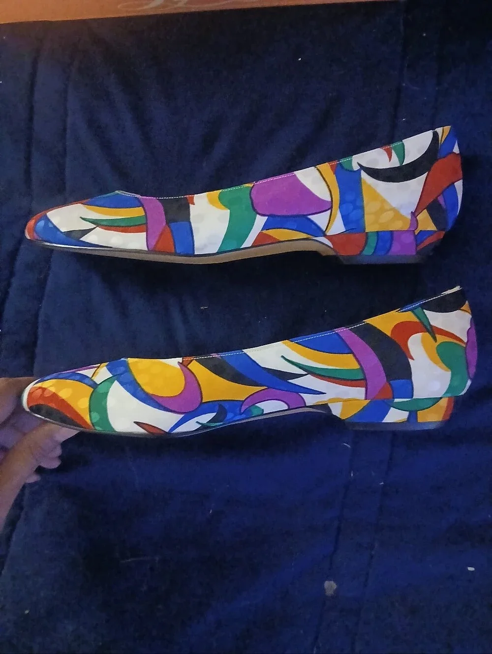 Vintage 80's Life Stride Geometric Abstract Kitten Wedge Heels Size 8.5